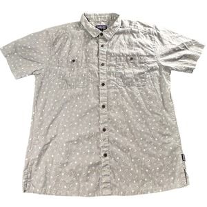 Patagonia Mens Hemp Organic Cotton Back Step Short Sleeve Button Up Shirt XL